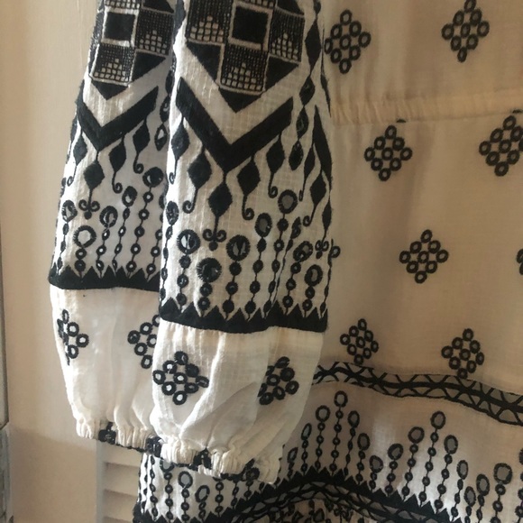 Anthropologie Francine Eyelet Mini Dress Tunic white black Embroidered LP NWOT - Picture 8 of 11
